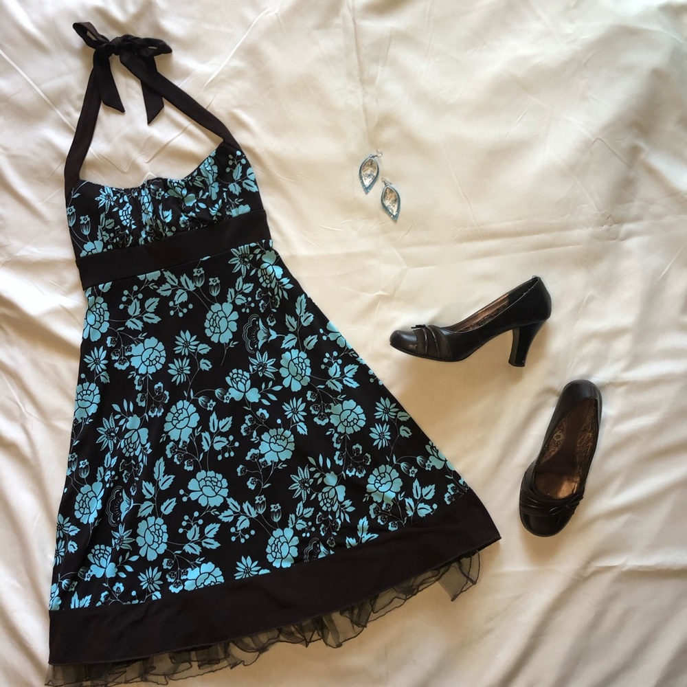 2/$50 Trixxi Brown and Blue Floral Dress
